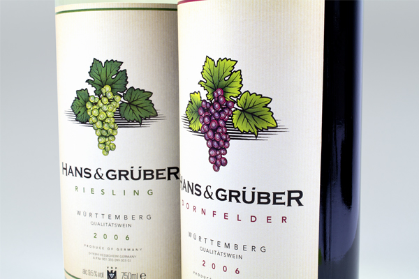 german wine label - hans and Hanz& gruber